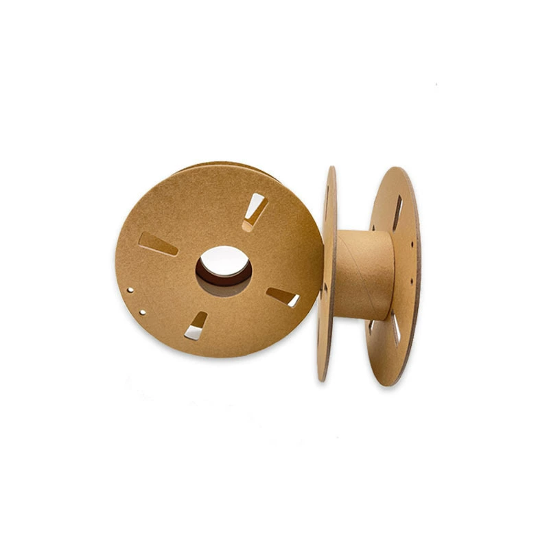 Two original kraft cardboard spool pieces